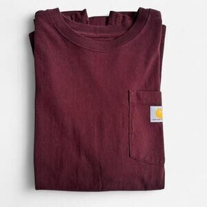 Burgundy carhartt pocket t shirt in